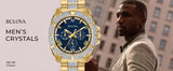 Shop Bulova Crystal Collection Blue Dial Gold Steel Strap Watch for Men - 98C128 in USA