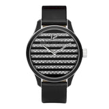 Marc Jacobs Lidia Stripe Glitz Black Dial Black Leather Strap Watch for Women - MBM1166 Buy Now By Marc Jacobs