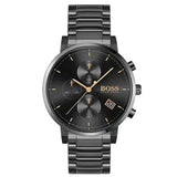 Hugo Boss Integrity Chronograph Black Dial Black Steel Strap Watch for Men - 1513780