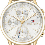 Shop Tommy Hilfiger Carly Silver Dial Cream Leather Strap Watch for Women - 1781790 in USA