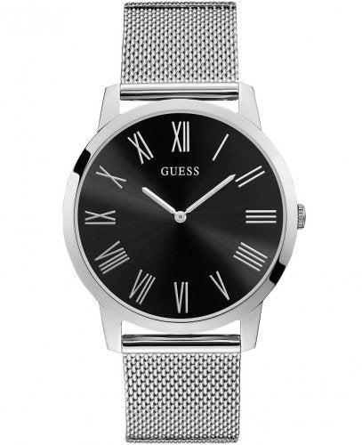 Shop Guess Analog Black Dial Silver Mesh Bracelet Watch for Men - W1263G1 in USA