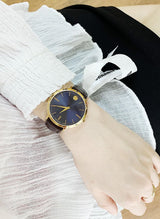 Movado Ultra Slim Blue Dial Brown Leather Strap Watch For Women - 0607092 Buy Now By Movado