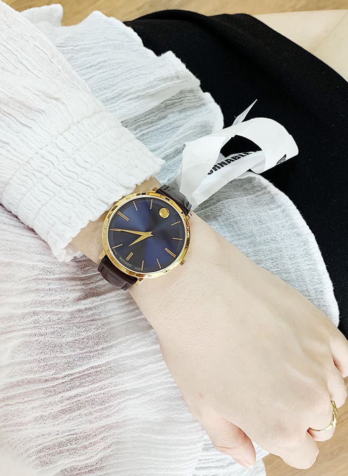 Movado Ultra Slim Blue Dial Brown Leather Strap Watch For Women - 0607092 Buy Now By Movado