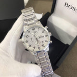 Hugo Boss Aeroliner Chronograph White Dial Silver Steel Strap Watch for Men - 1513182 Buy Now By Hugo Boss