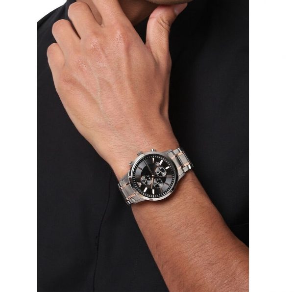 Emporio Armani Renato Chronograph Black Dial Two Tone Steel Strap Watch For Men - AR11165 Buy Now By Emporio Armani