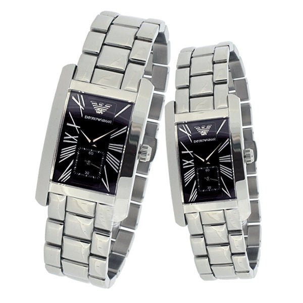 Emporio Armani Classic Black Dial Silver Stainless Steel Strap Watch For Men - AR0156 Buy Now By Emporio Armani