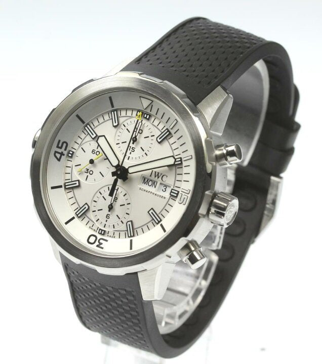 Shop IWC Aquatimer Chronograph White Dial Black Rubber Strap Watch for Men - IW376801 in USA