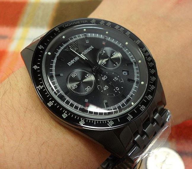 Emporio Armani Tazio Chronograph Black Dial Black Steel Strap Watch For Men - AR5989 Buy Now By Emporio Armani
