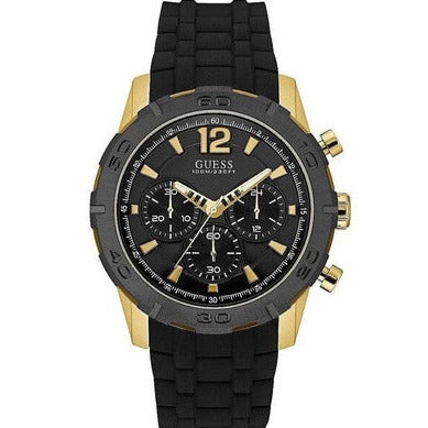 Shop Guess Caliber Chronograph Black Dial Black Rubber Strap Watch for Men - W0864G3 in USA