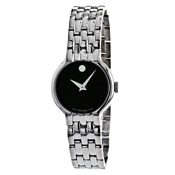 Shop Movado Veturi Quartz Black Dial Silver Steel Strap Watch for Women - 0606338 in USA