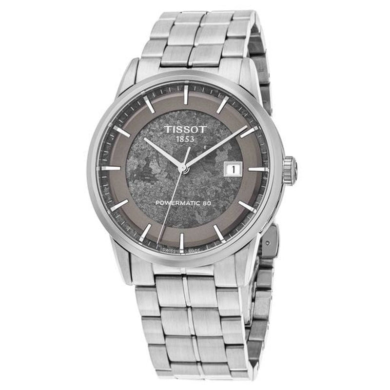 Shop Tissot Luxury Powermatic 80 Anthracite Grey Dial Silver Steel Strap Watch For Men - T086.407.11.061.10 in USA