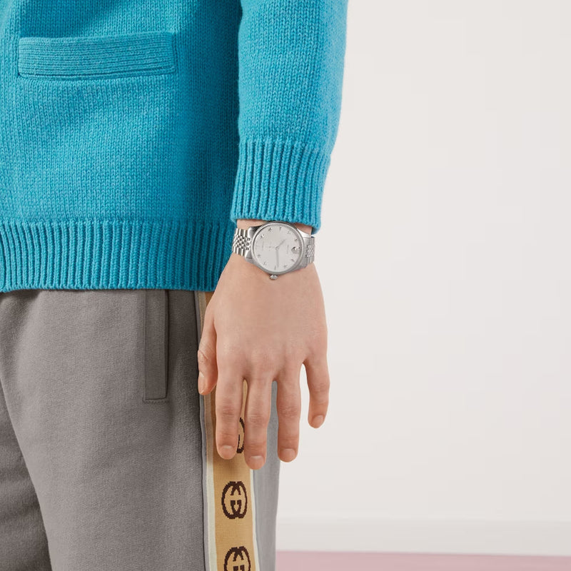 Shop Gucci G Timeless Automatic Silver Dial Silver Steel Strap Watch for Men - YA126354 in USA