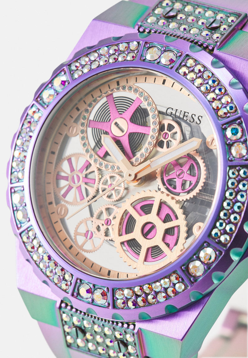Guess Fusion Chronograph Purple Dial Purple Steel Strap Watch for Women - GW0552L4 Buy Now By Guess