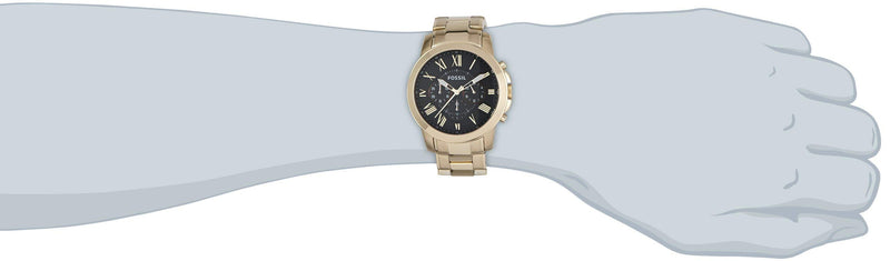 Fossil Grant Chronograph Black Dial Gold Steel Strap Watch for Men - FS4815 Buy Now By Fossil