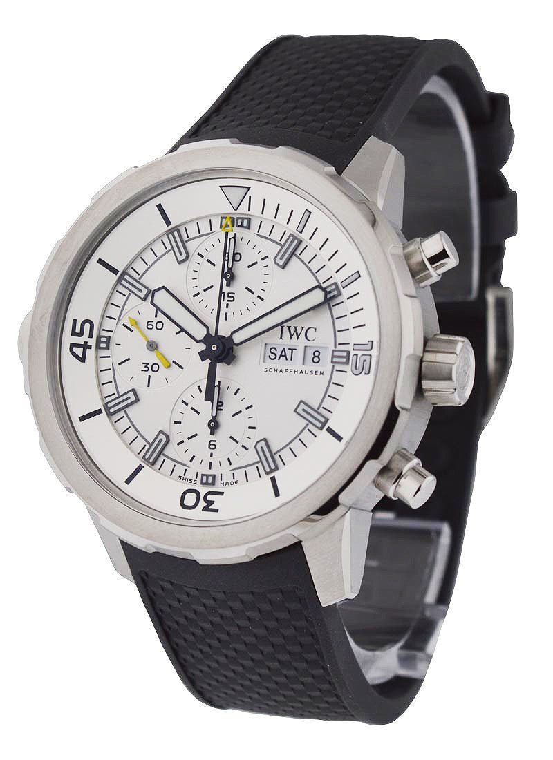Shop IWC Aquatimer Chronograph White Dial Black Rubber Strap Watch for Men - IW376801 in USA