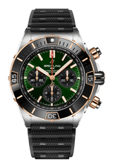 Breitling Super Chronomat B01 44 Green Dial Black Rubber Strap Watch for Men - UB0136251L1S1