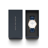 Daniel Wellington Dapper Somerset White Dial Blue Leather Strap Watch For Men - DW00100191