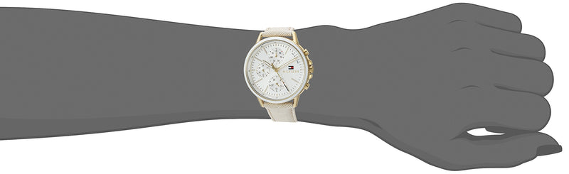 Shop Tommy Hilfiger Carly Silver Dial Cream Leather Strap Watch for Women - 1781790 in USA