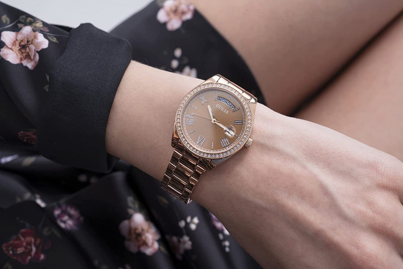 Guess Luna Diamonds Rose Gold Dial Rose Gold Steel Strap Watch for Women - GW0307L3 Buy Now By Guess