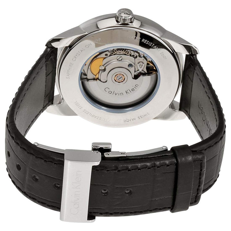 Calvin Klein Infinity Silver Dial Black Leather Strap Watch for Men - K5S341C6 Buy Now By Calvin Klein