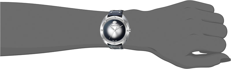 Versace Shadov Quartz Silver Dial Black Snake Leather Strap Watch for Women - VEBM00118 Buy Now By Versace