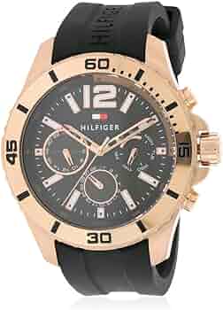 Shop Tommy Hilfiger Sport Multifunction Black Dial Black Rubber Strap Watch for Men - 1791145 in USA