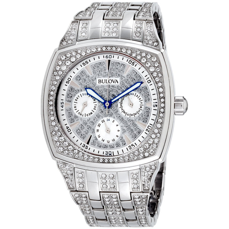 Bulova Crystal Collection Phantom Silver Dial Silver Steel Strap Watch for Men - 96C002 Buy Now By Bulova