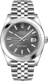 Shop Rolex Datejust 41 Oyster Grey Dial Silver Oystersteel Bracelet Watch for Men - M126300-0008 in USA