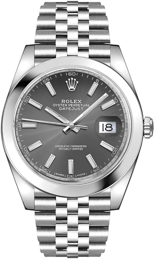 Shop Rolex Datejust 41 Oyster Grey Dial Silver Oystersteel Bracelet Watch for Men - M126300-0008 in USA