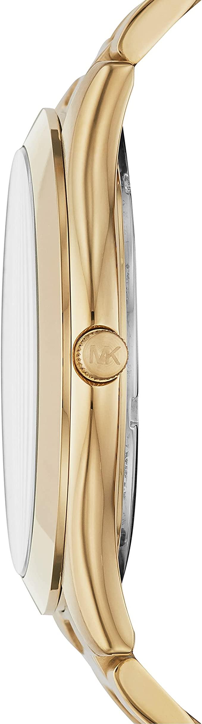 Michael Kors Slim Runway Quartz Black Dial Gold Steel Strap Watch For Men - MK8621 Buy Now By Michael Kors