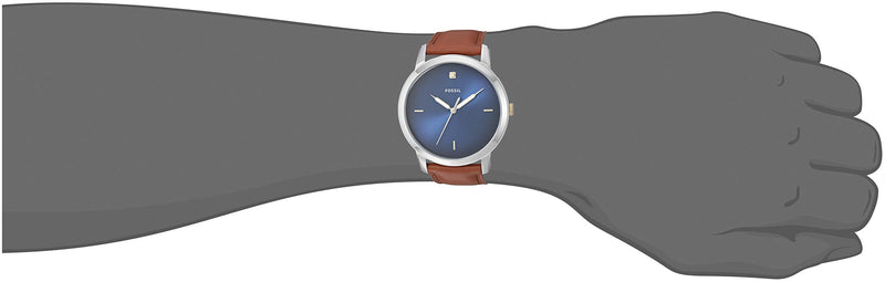 Shop Fossil The Minimalist 3H Blue Dial Brown Leather Strap Watch for Men - FS5499 in USA