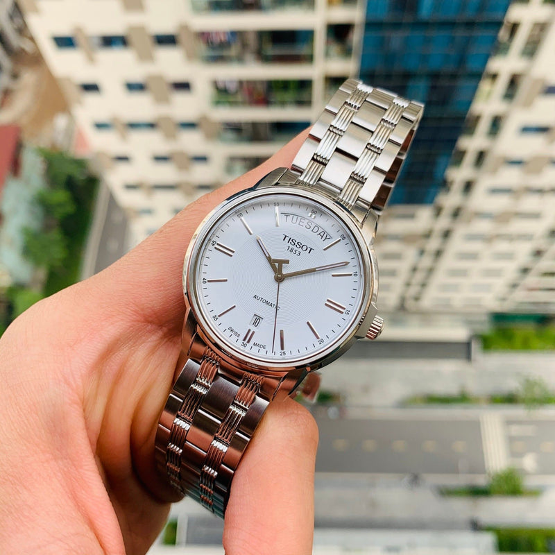 Tissot T Classic Automatic III Day Date White Dial Silver Steel Strap Watch for Men - T065.930.11.031.00 Buy Now By Tissot