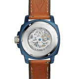 Fossil Modern Machine Automatic Skeleton Silver Dial Brown Leather Strap Watch for Men - ME3135