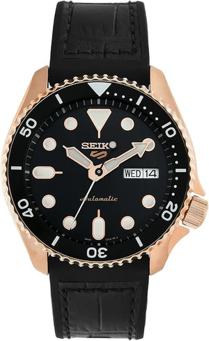 Seiko 5 Sport SKX Automatic Black Dial Black Silicone Strap Watch For Men - SRPD76K1