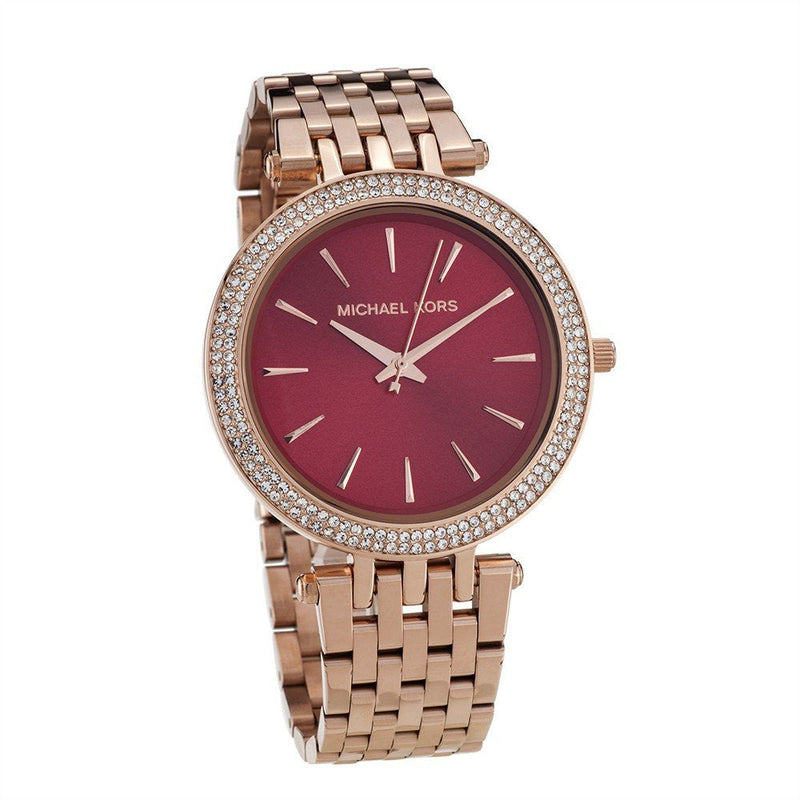 Michael Kors Darci Red DIal Rose Gold Stainless Steel Strap Watch for Women - MK3378 Buy Now By Michael Kors