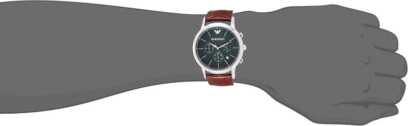 Emporio Armani Renato Chronograph Green Dial Brown Leather Strap Watch For Men - AR2493 Buy Now By Emporio Armani