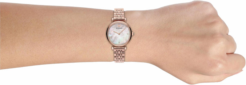 Emporio Armani Gianni T Bar Quartz Mother of Pearl Dial Rose Gold Steel Strap Watch For Women - AR11385 Buy Now By Emporio Armani