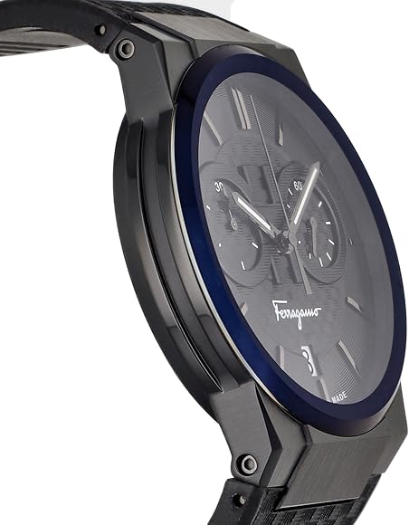Shop Salvatore Ferragamo Sapphire Chrono Black Dial Black Rubber Strap Watch for Men - SFME00621 in USA