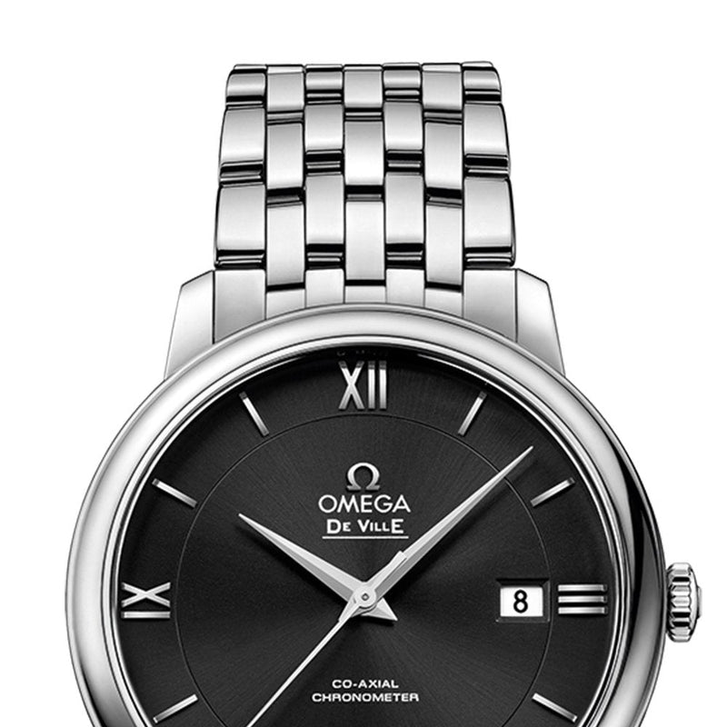 Shop Omega De Ville Prestige Co-Axial Black Dial Silver Steel Strap Watch for Men - 424.10.40.20.01.001 in USA