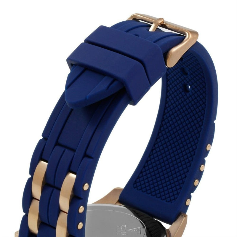 Guess Oasis Blue Dial Blue & Rose Gold Stainless Steel Strap Watch For Men - W0366G4 Buy Now By Guess
