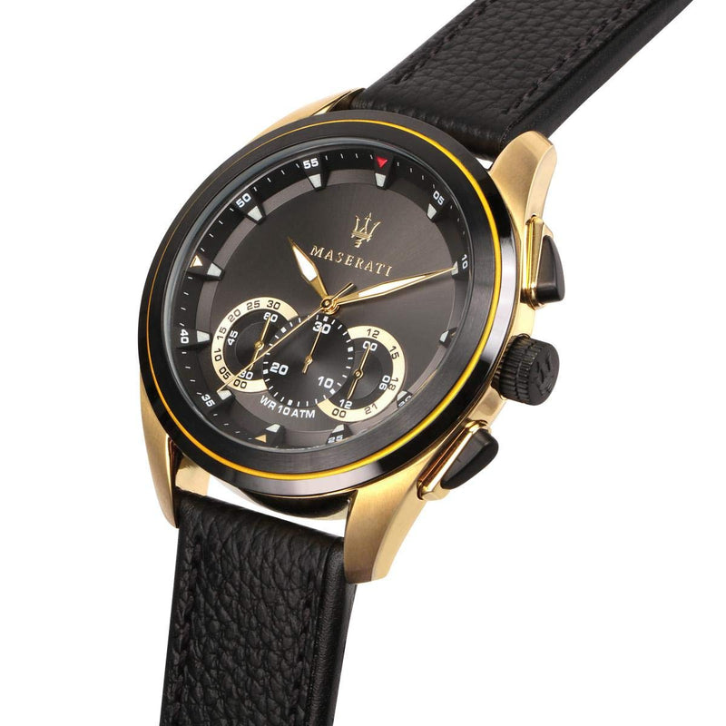 Maserati Traguardo Chronograph Black Dial Black Leather Strap Watch For Men - R8871612033 Buy Now By Maserati