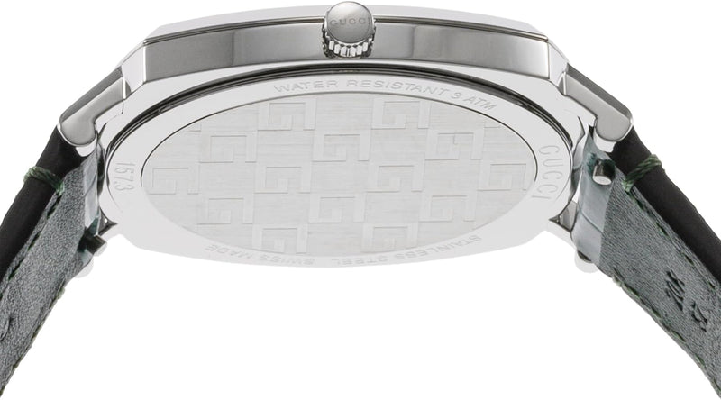 Shop Gucci Grip Quartz Silver Dial Green Leather Strap Watch For Women - YA157414 in USA