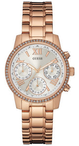 Guess Mini Surprise Analog Silver Dial Rose Gold Steel Strap Watch For Women - W0623L2 Buy Now By Guess