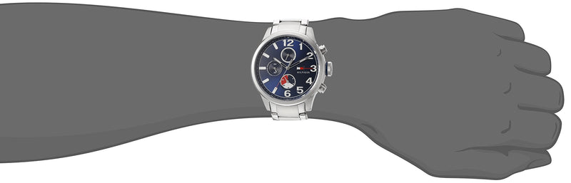 Shop Tommy Hilfiger Jackson Chronograph Blue Dial Silver Steel Strap Watch for Men - 1791242 in USA
