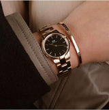 Daniel Wellington Iconic Link Analog Black Dial Rose Gold Steel Strap Watch For Women - DW00100214 Buy Now By Daniel Wellington