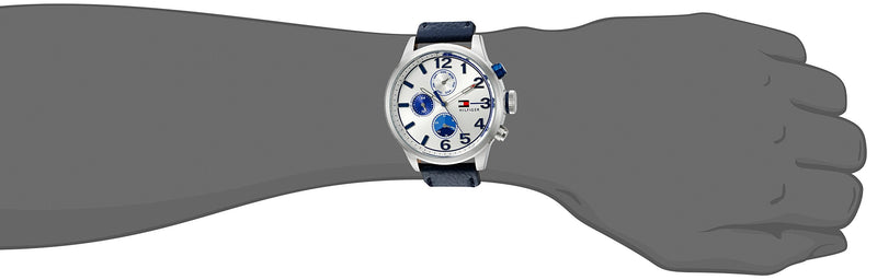 Shop Tommy Hilfiger Jackson Silver Dial Black Leather Strap Watch for Men - 1791240 in USA