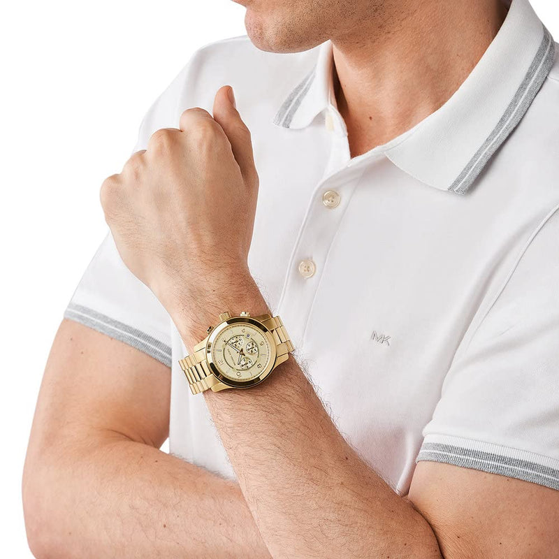 Michael Kors Runway Gold Dial Gold Steel Strap Watch for Men - MK8077 Buy Now By Michael Kors
