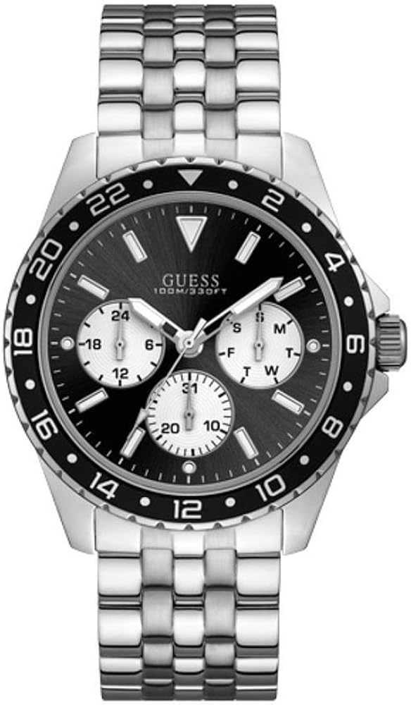 Shop Guess Odyssey Black Dial Silver Steel Strap Watch For Men - W1107G1 in USA