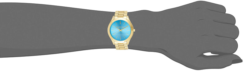 Michael Kors Slim Runway Blue Dial Gold Steel Strap Watch for Women - MK3265 Buy Now By Michael Kors