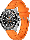 Hugo Boss Energy Chronograph Black Dial Orange Rubber Strap Watch For Men - 1513970